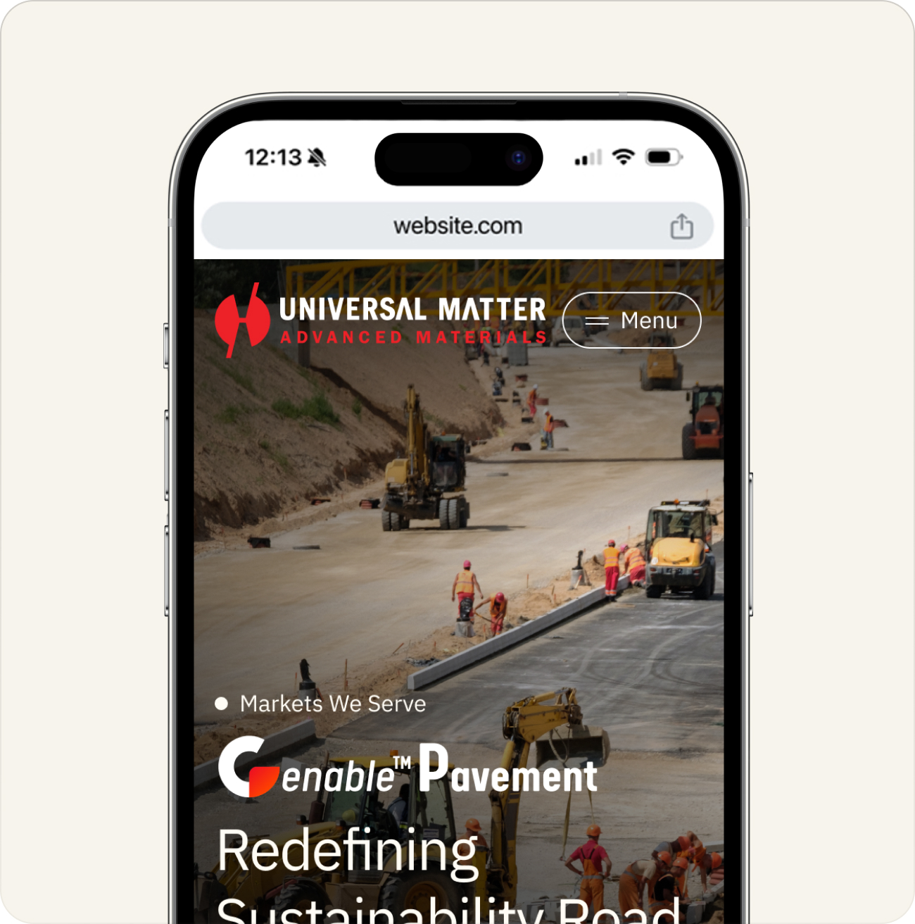 Universal Matter Website in Mobile