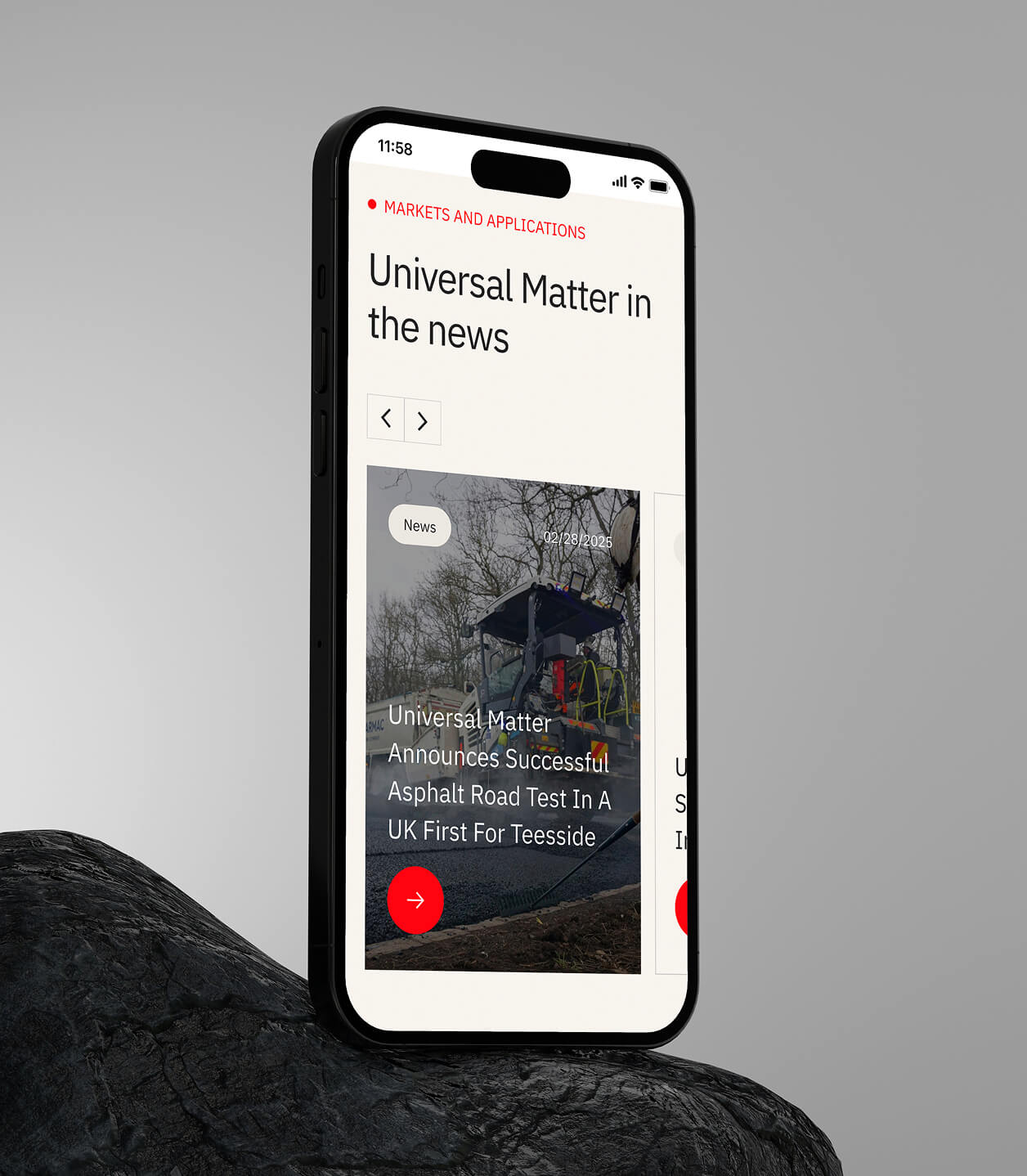 Universal Matter Website in Mobile