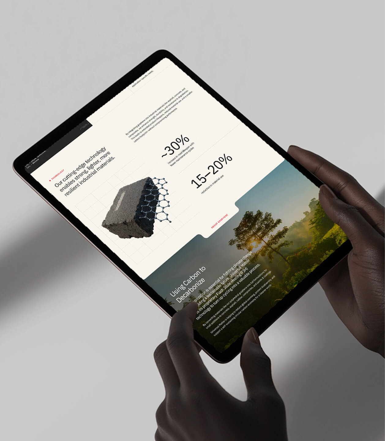 Universal Matter Website in Tablet