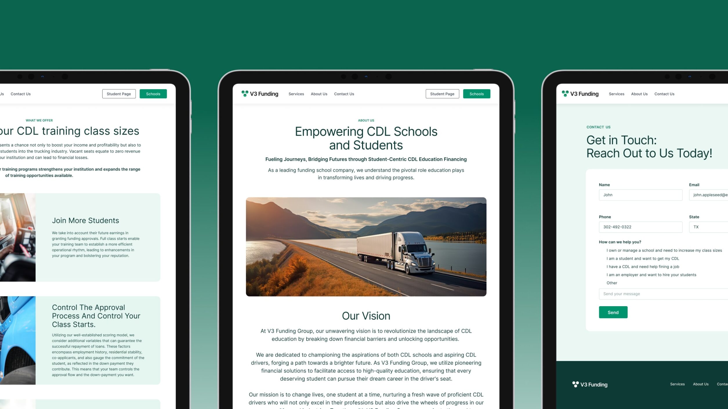 V3 Funding Tablet View with Pages