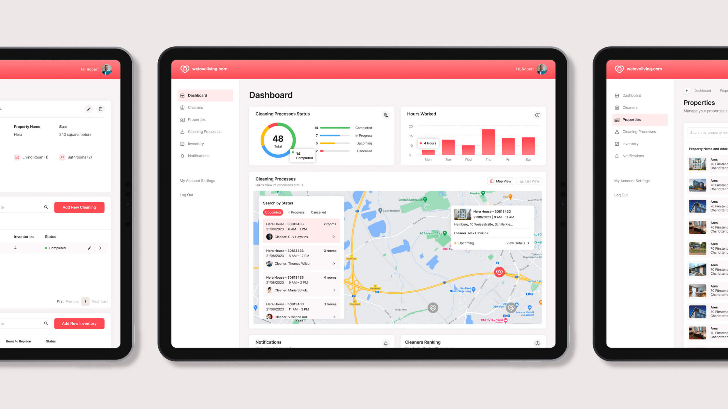 Weloveliving Dashboard in Tablet view